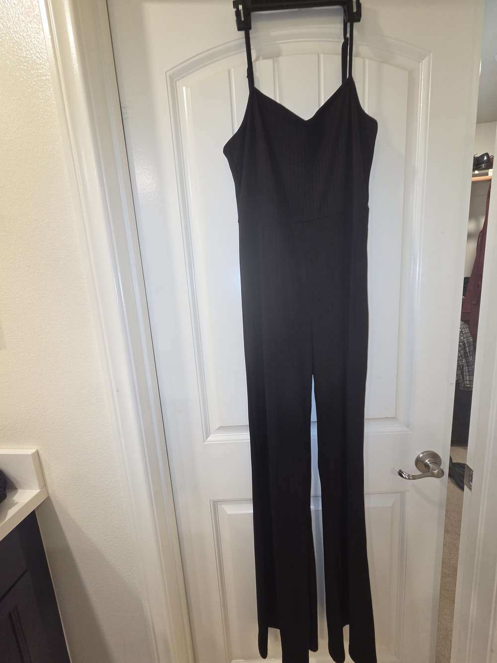 SHEIN Black Spaghetti-Strap Wide-Leg Jumpsuit